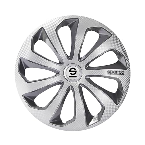 Sparco Spc1475Svgrc Set Copricerchi 4 Pezzi Sicilia 14 Pollici Argento/Grigio/Carbono