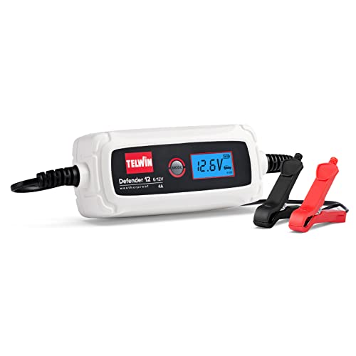 Telwin Defender 12 Caricabatterie Mantenitore Di Carica Elettronico 6/12V, Schermo Lcd, Carica Automatica