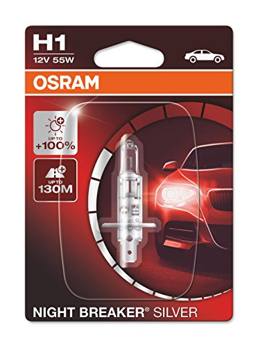 Osram Night Breaker Silver H1, +100% Di Luce, Lampada Da Proiettore Alogena, 64150Nbs-01B, 12V, Auto, Blister Singolo (1 Lampada)