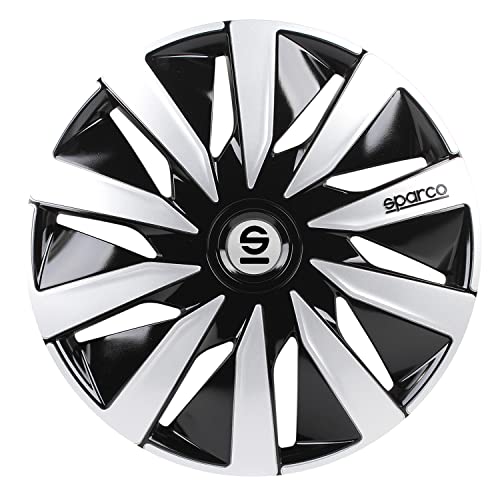 Sparco Spc1691Bksv Set Copricerchi 4 Pezzi Lazio 16 Pollici Nero/Argento, Set Di 4