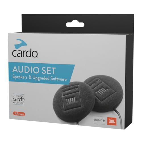 Cardo Spau0010 Audio Set Da 45 Mm Per Motociclette, Compatibile Con La Maggior Parte Dei Communicator Da Casco, Nero