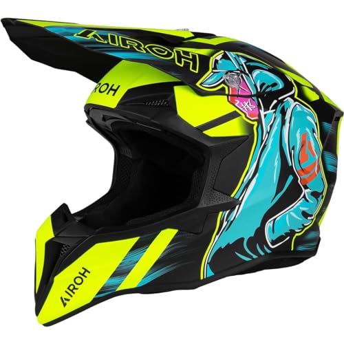 Airoh Casco Offroad Wraaap Cyber Yellow Matt M