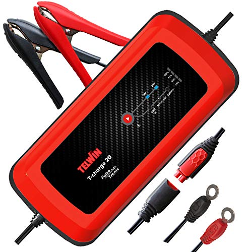 Telwin 807594 Caricabatterie E Mantenitore Di Carica Elettronico Multifunzione, T-Charge 20, 8A