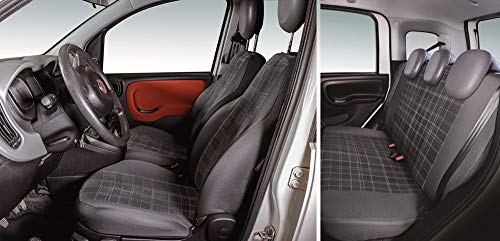 Cora 000129149 Serie Completa Coprisedili Personalizzati Fiat Panda 12> 5 Posti Post. Intero Scozzese Grigio
