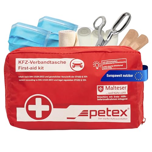 Petex 43930012 - Borsa Per Medicazione A Norma Din 13164, Colore: Rosso