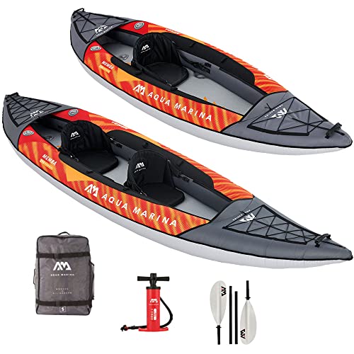 Aqua Marina Am Memba-390 Kayak Gonfiabile Da Touring Per 2 Persone, Set Tutto Compreso Con Accessori Completi, Arancio
