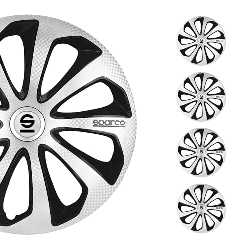 Sparco Spc1675Svbkc Set Copricerchi 4 Pezzi Sicilia 16 Pollici Argento/Nero/Carbono, Set Di 4