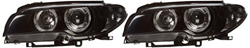 Coppia Fari Anteriori Bmw Serie 3 E46 03-06 Angel Eyes Nero Con Freccia Coupe' Cabrio