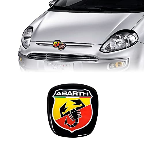 Abarth Adesivo 3D Logo Scudetto Ufficiale Per Fiat Punto Evo, Anteriore, 60 X 65 Mm, Rosso
