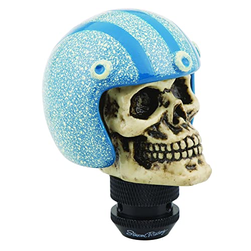 Simoni Racing Ske/B Pomello Skeletor Per Leva Cambio, Universale Per Auto, Pomello Teschio Con Elmetto Azzurro