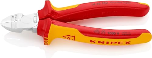 Knipex Tronchese Laterale Con Spelacavi Cromata, Isolati Con Manici Rivestiti In Materiale Bicomponente, Collaudati Vde 160 Mm (Confezione Self-Servic