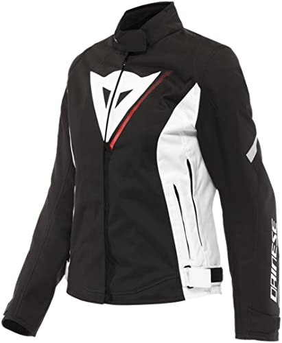 Dainese Veloce Lady D-Dry Jacket, Giacca Moto 4 Stagioni, Donna, Nero/Bianco/Rosso Lava, 48