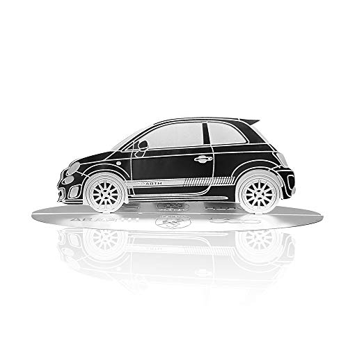 4R Quattroerre.It Modellino Sagoma Incisa Auto Fiat 500 Abarth In Acciaio Inox
