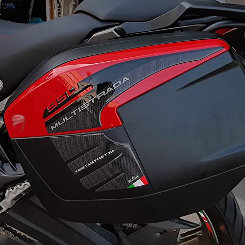 Resin Bike Adesivi Moto Compatibile Con Ducati Multistrada 950 2018-2020. Protezioni Borse Laterali Da Urti E Graffi. Kit Completo 4 Adesivi 3D Resina