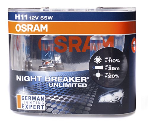 Osram Night Breaker Unlimited H11, Proiettori Alogeni Per Auto, 64211Nbu-Hcb, 12V Pkw, Duobox (2 Pezzi)