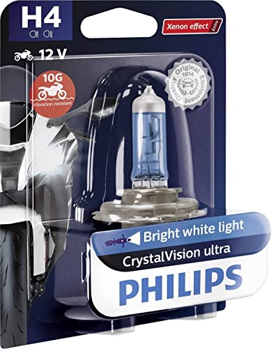 Philips 12342Cvubw Crystalvision Ultra H4 Lampada Fari Per Moto, 1 Pezzo