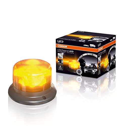 Osram Lightsignal Led Beacon Light Luce Led Con Rotazione 360°, Luce Lampeggiante Color Ambra, Lampeggiante Di Segnalazione Omologato Per Auto, Camión