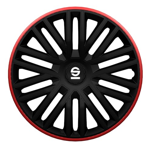 Sparco Set Copricerchi 4 Pezzi Bergamo 14 Pollici Nero/Rosso