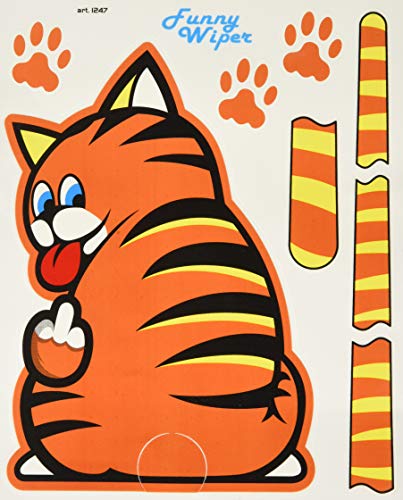 Quattroerre 1247 Adesivi Funny Wipers Gatto Marrone Per Lunotto Posteriore Auto