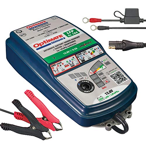 Optimate Tecmate Lithium 4S 10A, Tm-274, Caricatore E Mantenitore Ermetico Di Carica Con Recupero Di Batteria A Dieci Fasi Da 12.8V 10A