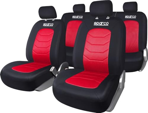 Sparco Spc1019Rs Set Coprisedili Per Auto, 11 Pezzi, S-Line Corsa, Rosso