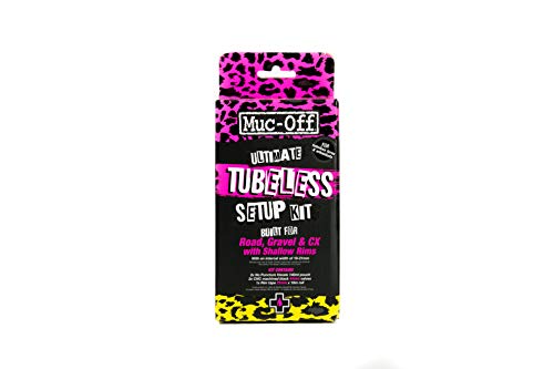 Muc-Off Kit Tubeless Completo Per Biciclette Tubeless Ready, Strada / Ghiaia / Cx 44 Mm - Include Nastro Tubeless, Pezze Riparazione Tubeless, Valvole