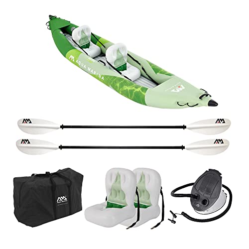 Aqua Marina Am Betta-412 Kayak Gonfiabile Per Tempo Libero Per 2 Persone 412 X 80 Cm, Set Tutto Compreso Con Accessori Completi, Verde