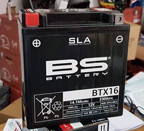 Batteria Moto Sla Bs Battery 300763 Btx16 Agm, Nero