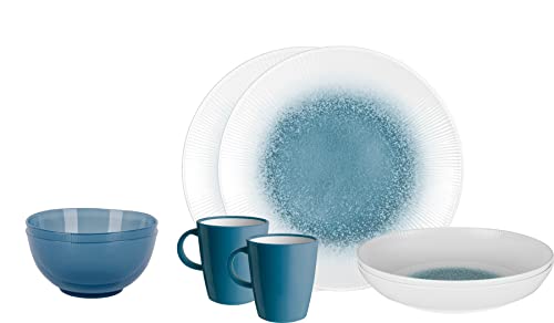 Brunner 0830143N.C1X Set Stoviglie Da Campeggio Per 2 Persone, Tête-À-Tête Meteor Azur, 8 Pezzi