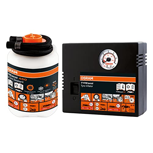 Osram Tyreseal Kit, 450 Ml Di Sigillante Per Pneumatici E Compressore Analogico, Kit Di Riparazione Pneumatici, Riparazione Di Forature
