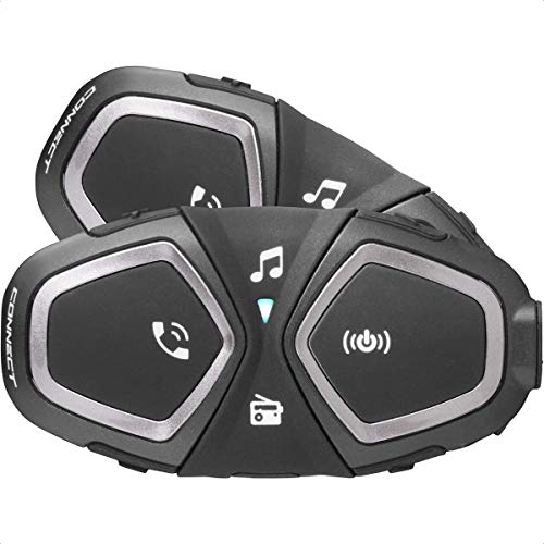 Interphone Connect - Doppio - Bluetooth Per Comunicazione In Moto, Uso Pilota - Pilota, Distanza 300 Mt, Autonomia Fino A 12 Ore, Radio, Mp3, Gps, Imp