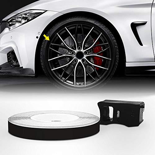 4R Quattroerre.It 10341 Wheel Trim Strisce Adesive Rifrangenti Con Applicatore Per Cerchi Auto, Nero, 7 Mm X 6 Mt