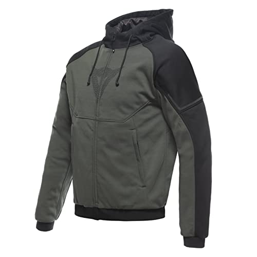 Dainese - Daemon-X Safety Hoodie Full Zip, Felpa Moto In Tessuto, Protezioni Su Spalle E Gomiti, Giacca Moto Da Uomo, Verde/Nero, 52
