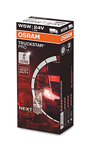 Osram Truckstar Pro W5W, Lampada Alogena Per Fari, 2845Tsp, Lampada Per Camion 24V, Astuccio (10 Lampade)