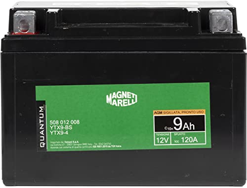 Magneti Marelli Batteria Moto E Scooter 9Ah 12V 120A Tecnologia Agm Sigillata Polo Positivo Sinistro