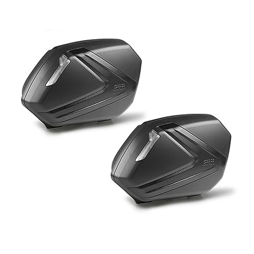 Givi V37Nnt Coppia Di Valigie Laterali Nere, Con Cover Carbon Look E Catadiottri Fumé, 37 Lt