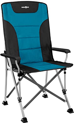 Brunner 0404016N.C55 Sedia Da Campeggio A Schienale Alto, Pieghevole Raptor Highback, Colore Azzurro/Nero, Portata 120Kg