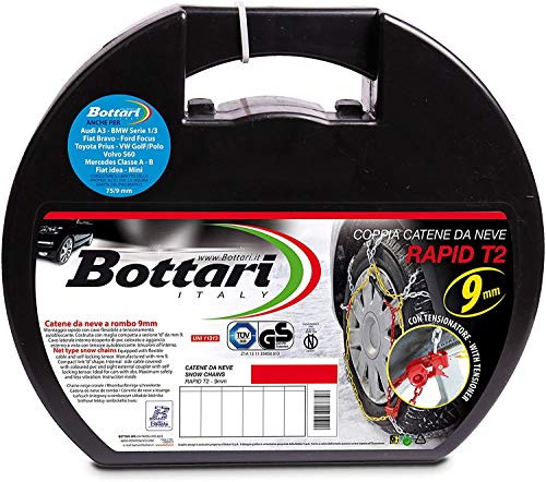 Bottari 18817 "Rapid T2", Catene Neve Auto 9 Mm, Misura 070, Omologate Tuv E Gs Onorm
