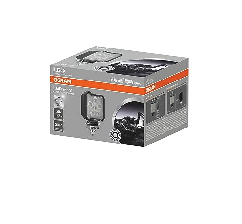 Osram Ledriving® Cube Wl Vx100-Wd, Ledwl107-Wd, Luci Da Lavoro A Led Off Road, 2000 Lumen, Fascio Luminoso Lungo Fino A 56 M, 12V/24V, Scatola Pieghev
