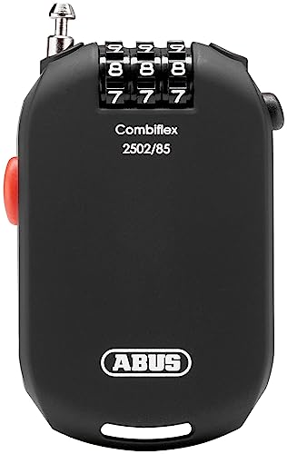Abus Lucchetto Speciale Combiflex 2502/85 - Adatto Come Lucchetto Per Bagagli, Sci, Caschi Cavo In Acciaio Da 85 Cm Con Codice A Combinazione Nero