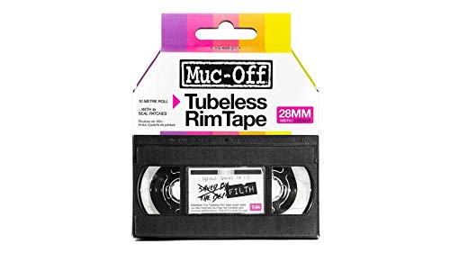 Muc-Off Tubeless Rim Tape, 28 Mm - Nastro Tubeless Sensibile Alla Pressione - Rotolo Di Nastro Per Ruote Tubeless Da 10 M Con 4 Pezze Riparazione Tube