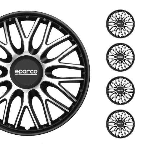 Sparco Spc1596Svbk Copricerchi Roma Bicolore Argento/Nero 15", Set Di 4