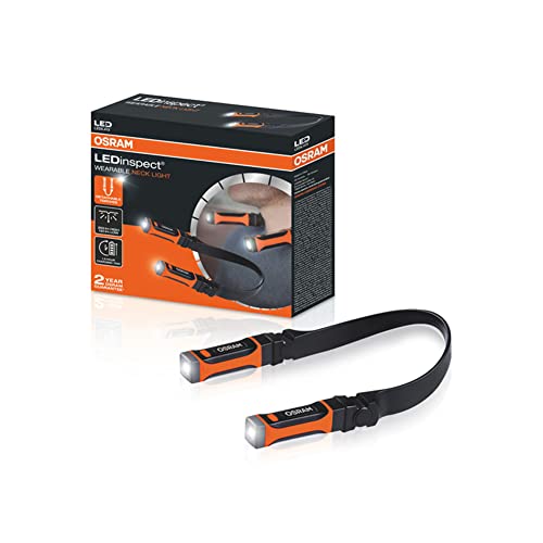 Osram Ledinspect Wearable Neck Light, Torcia Da Ispezione A Led, 6500K, Lampada Da Collo Ricaricabile, Torce Staccabili Con Due Funzioni Luminose, Lav