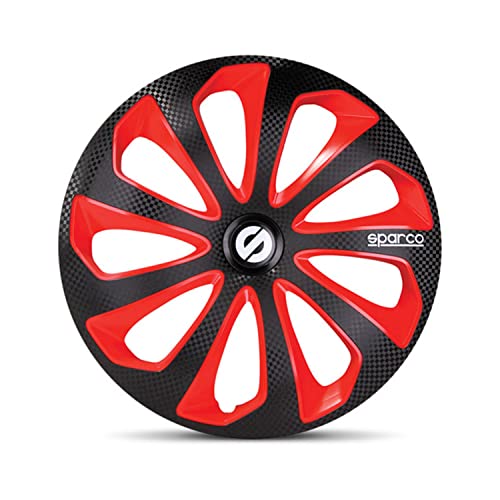 Sparco Spc1675Bkrdc Set Copricerchi 4 Pezzi Sicilia 16 Pollici Nero/Rosso/Carbono