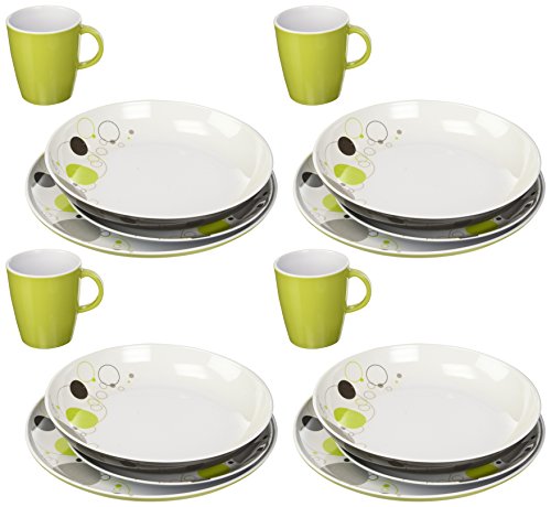 Brunner Set Di Stoviglie In Melamina Di Alta Qualità (16 Pezzi), Con Sistema Antiscivolo.