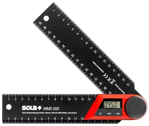 Sola Wmd 200 - Goniometro Digitale - Lunghezza 200 Mm - Angolo Di Arresto Con Display Lcd Per Misurazioni Angolari Precise