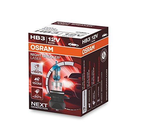 Osram Night Breaker Laser Hb3, +150% Di Luce In , Lampada Alogena Per Fari, 9005Nl, 12V, Scatola Pieghevole (1 Lampada)