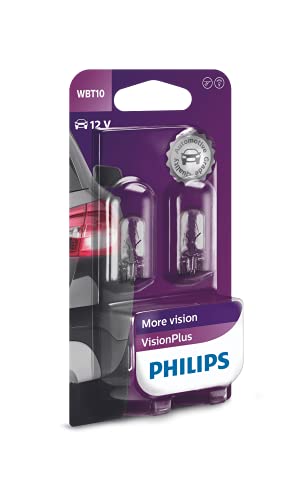 Philips Automotive Lighting 12040Vpb2 - Wedge Base Wbt10 Visionplus (Blister 2Pz), 12V, 6W W2, 1X9, 5D