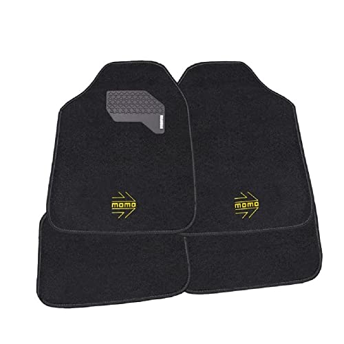 Momo Set Tappetini Auto Universali 4 Pezzi Nero/Giallo