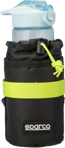 Sparco Porta Borraccia Giallo Per Bicicletta In Microfibra Con Lamina Di Alluminio E Tasca Porta Oggetti Esterna